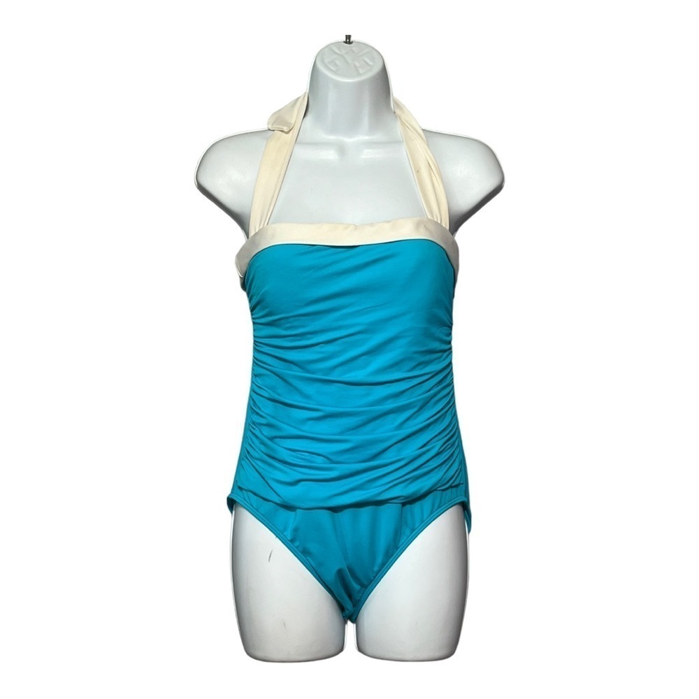 Lauren Ralph Lauren Tummy-Control Ruched One-Piece Bandeau Swimsuit Size 8